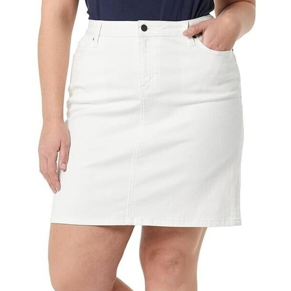 Amazon Essentials Classic 5-Pocket Denim Skirt White Stretch Above Knee Size 16 - Picture 1 of 10